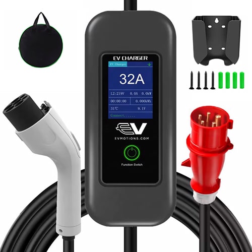 2-EVMOTIONS Delta EVSE Typ 2 (3x32A) Mobile Ladestation für Elektroautos